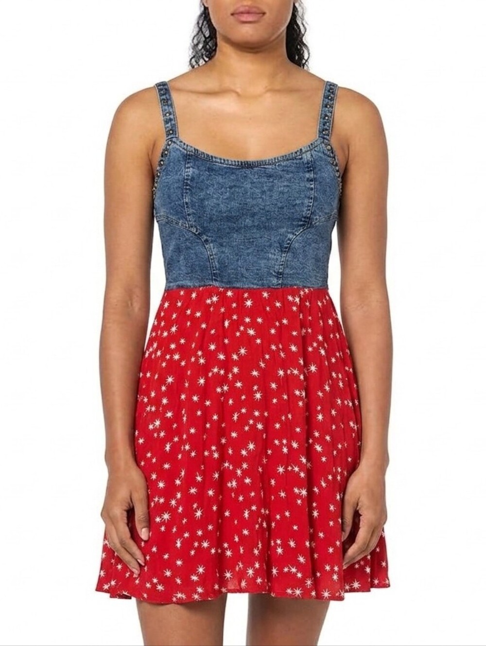 Angie Denim-Style Top in Light Blue